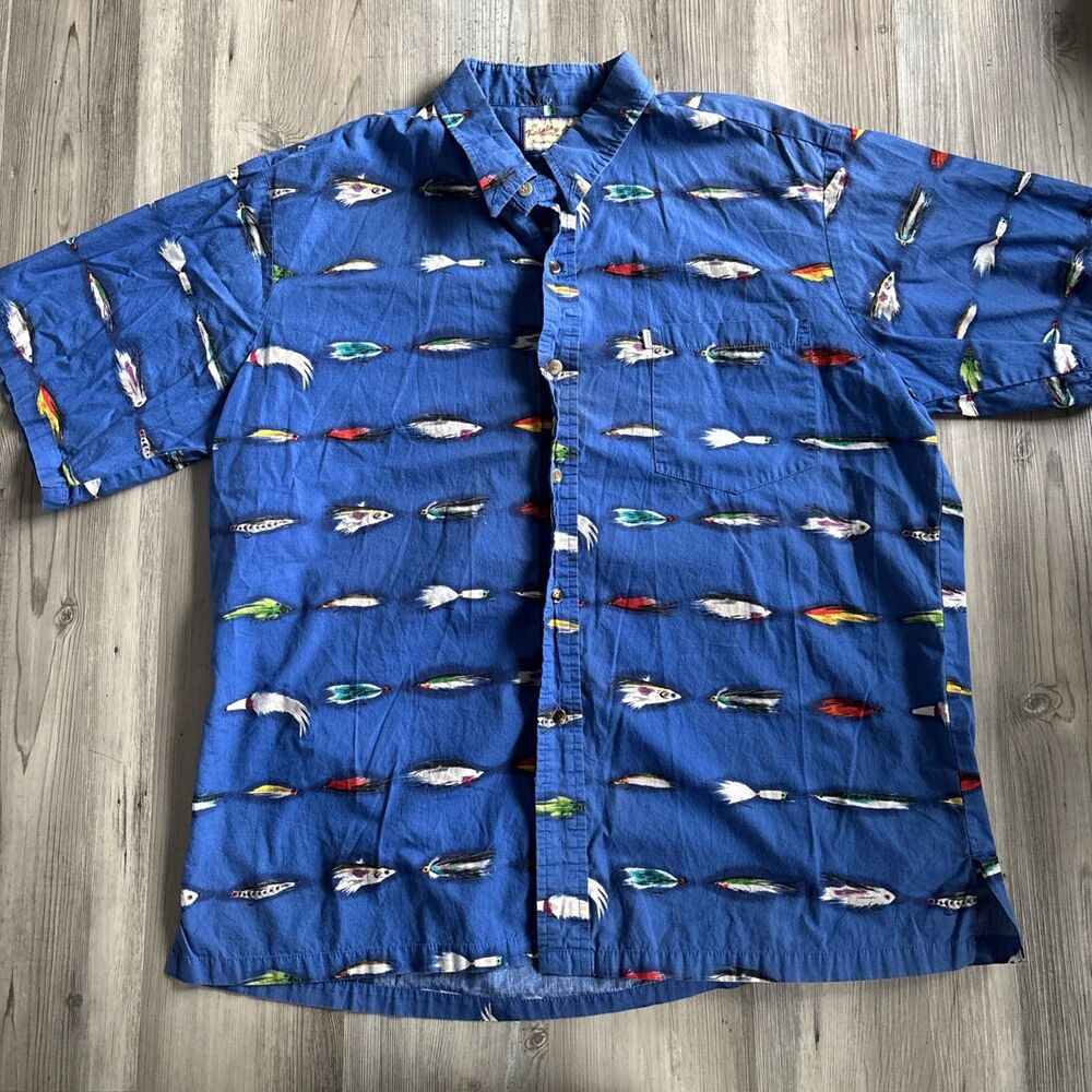 Kahala Sportsfish Edition Blue Short Sleeve Button Down Size Large
